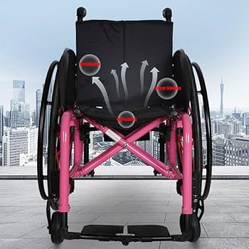 Amazon | ピンクの車椅子、女の子と女性のための軽量折りたたみ